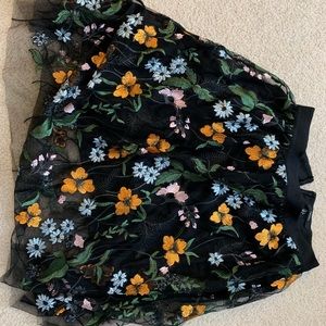 Tulle embroidered knee length skirt
